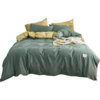 美帮汇款四件套全棉全棉水洗棉被套北欧简约床单1.8床套 单人三件套