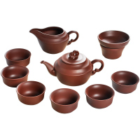 美帮汇原矿手工紫砂功夫茶具套装 朱紫泥茶壶盖碗茶杯礼品订制