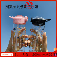 美帮汇水杯仙女韩版简约透明弹跳吸管盖玻璃杯大容量情侣刻度随身杯