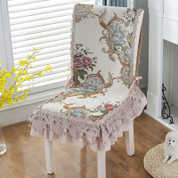 美帮汇雪尼尔防滑欧式蕾丝连体椅垫餐椅垫一体办公室欧式椅垫布艺椅垫