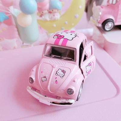 美帮汇软萌粉色合金小汽车 少女心桌面摆件玩具复古巴士甲壳虫小车