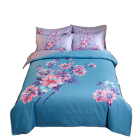 美帮汇中式磨毛四件套 中国风床上花卉床单三件套双人用被套1.82.2