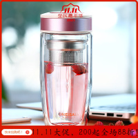 美帮汇双层玻璃水杯女茶杯便携带过滤网隔热保温潮流高颜值杯子