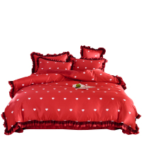 美帮汇夏季四件套冰丝水洗 花边款ab面床单款一米八床笠2米双人