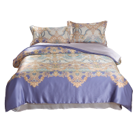 美帮汇新款2023数码喷绘真丝四件套单双人床上用品印花床单被套