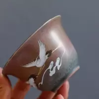 美帮汇焕彩盖碗粗陶窑变三才碗杯 功夫茶杯陶瓷泡茶器 茶碗