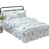 美帮汇公主风被套四件套床裙款 全棉 全棉 欧式田园床罩清新带床裙花边