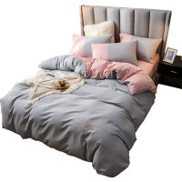 美帮汇铺盖套四件套全棉全棉 简约北欧床单1米8床被套美式单人三件套