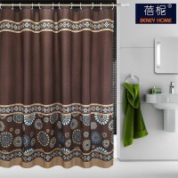 美帮汇新中式浴帘套装加厚防水布洗澡隔断卫生间淋浴挂帘免打孔浴室帘子