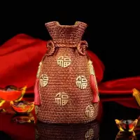 美帮汇钱袋子摆件铜 客厅家居装饰品福袋代代有钱彩绘
