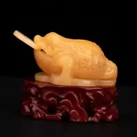 美帮汇玉石金蟾摆件富贵金蝉三足蟾蜍店铺客厅玄关开业礼品