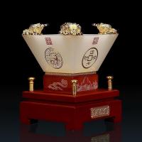 美帮汇琉璃玉四方金蟾摆件办公室摆设日斗进金工艺品