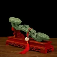 美帮汇玉石绿如意摆件玉如意摆设