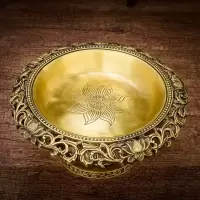 美帮汇铜供盘水果盘摆件 莲花供奉盘供佛祭祀佛堂居室佛具用品
