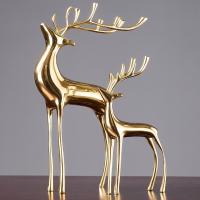 美帮汇创意铜鹿摆件 新结婚办公室客厅玄关电视柜摆设家居装饰品