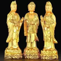 美帮汇彩绘西方三圣摆件佛堂供奉大势至观世音菩萨树脂佛像阿弥陀佛