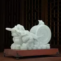 美帮汇玉石金蟾摆件三足金蝉蟾蜍客厅玄关博古架装饰艺术品