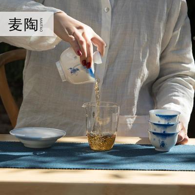 美帮汇功夫茶具茶杯茶道套装简约家用手绘白瓷盖碗整套陶瓷泡茶壶