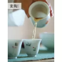 美帮汇景德镇影青荷花兰花茶具单杯家用手绘功夫茶杯品茗杯主人杯
