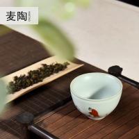 美帮汇手绘汝窑陶瓷功夫茶具品茗杯 白瓷个人汝窑主人茶杯手工茶盏