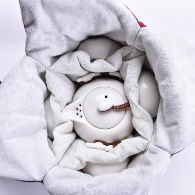 美帮汇棉麻一壶四杯旅行便携功夫茶具收纳包袋 整套茶杯茶壶茶海
