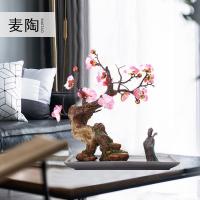 美帮汇玄关装饰品样板间软装摆件仿真新中式迎客松盆景绿植客厅酒店家居