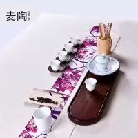 美帮汇日式手工布艺棉麻茶席桌旗小茶杯托盘壶承功夫茶具配件摆件