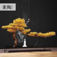 美帮汇仿真新中式迎客松盆景绿植客厅酒店家居玄关装饰品样板间软装摆件