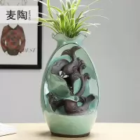 美帮汇流水器雾化摆件陶瓷盆景加湿器室内客厅花盆花插绿萝多肉花盆