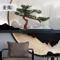 美帮汇玄关装饰品样板间软装摆件仿真新中式迎客松盆景绿植客厅酒店家居