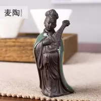 美帮汇禅意哥窑观音佛像功夫茶具配件 茶宠茶玩茶道摆件
