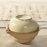 美帮汇陶瓷功夫茶具 手抓壶便携 旅行套装粗陶手工快客杯 一壶两杯