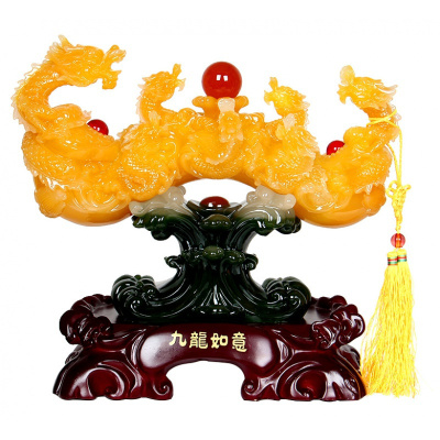 美帮汇仿玉九龙戏珠玉如意摆件 富贵家居装饰品工艺品礼品摆设