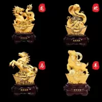美帮汇十二生肖摆件树脂工艺品属鼠牛虎兔龙蛇马羊猴鸡狗猪礼品