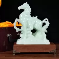 美帮汇玉石生肖马大号摆件办公桌客厅书房装饰品前程似锦工艺品