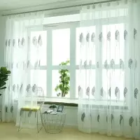 美帮汇北欧现代简约棉麻绣花纱帘窗纱 成品定制窗帘卧室阳台飘窗zy