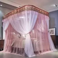 美帮汇u型轨道导轨双层蚊帐1.8m米床1.5家用公主风加密加厚纹账2.0落地