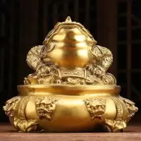 美帮汇铜金蟾摆件铜霸金蝉蟾蜍工艺品办公桌公司开业礼品