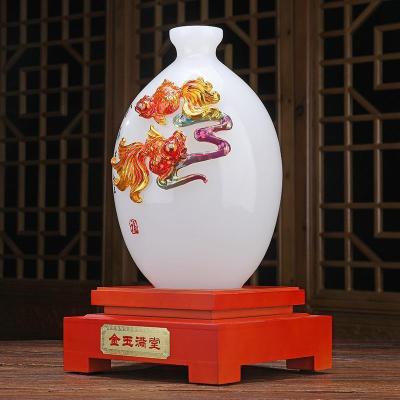 美帮汇玉石花瓶摆件居家客厅博古架装饰品搬家乔迁新居礼品