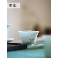 美帮汇景德镇斗彩荷花兰花茶具单杯家用手绘功夫茶杯品茗杯主人杯