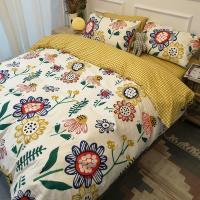 美帮汇全棉全棉四件套小清新田园少女心公主风学生宿舍床单被套床上用品