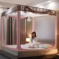 美帮汇蚊帐儿童防摔拉链款1.5米1.8m床家用蒙古包廷加密支架纹帐1.2床