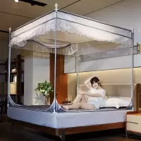 美帮汇新款蚊帐防摔三开蒙古包拉链坐床式1.5米1.8m床家用加厚加密1.2
