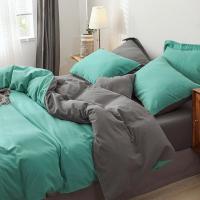 美帮汇四件套双面磨毛床上用品1.5/1.8m全棉加厚套件简色悦木绿Y