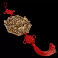 美帮汇铜狮子头摆件睚眦咬剑铜兽首口挂饰饰八卦铜狮咬剑