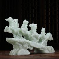 美帮汇八骏雄风玉石马摆件马到成功工艺品办公室开业礼品