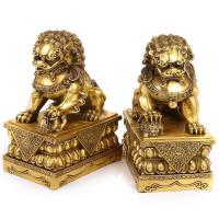 美帮汇北京狮摆件一对铜狮子摆件家居饰品摆件铜狮子印章大号