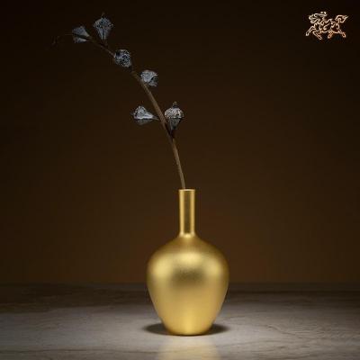 美帮汇全铜摆件《真金鎏镀花瓶》铜工艺品 家居饰品 花瓶