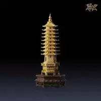 美帮汇全铜摆件《学文昌塔(金)》 家居工艺品 真金金箔贴制