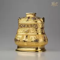 美帮汇全铜摆件《真金鎏镀古壶》版 家居饰品 铜工艺品摆件